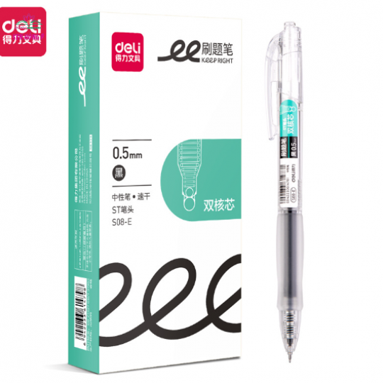 Bút gel Deli S08-E - thân trong suốt