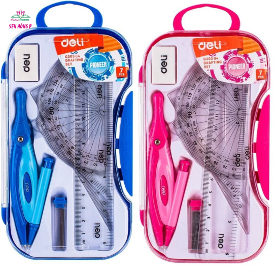 Bộ eke, compa Deli G30304 (Chì kim)