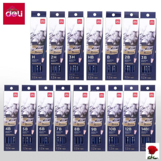 Hộp 12 Bút Chì Cao Cấp Deli Nuevo S999 (B, 2B, 3B, 4B, 5B, 6B, 7B, 8B, 9B, 10B, 12B, 14B)