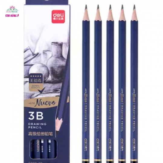 Hộp 12 Bút Chì Cao Cấp Deli Nuevo S999 (B, 2B, 3B, 4B, 5B, 6B, 7B, 8B, 9B, 10B, 12B, 14B)