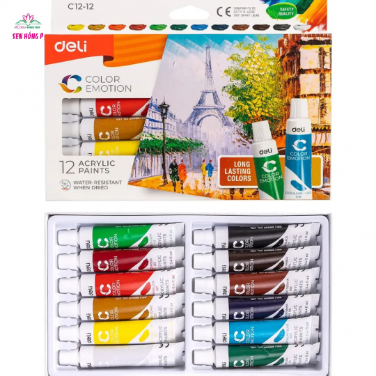 Màu Nước Acrylic 12 màu Deli EC12 (có bán lẻ)