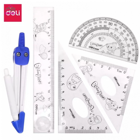 Bộ Thước + Compa Deli 9598 (5 món)