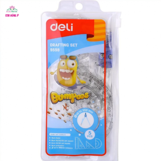 Bộ Thước + Compa Deli 9598 (5 món)