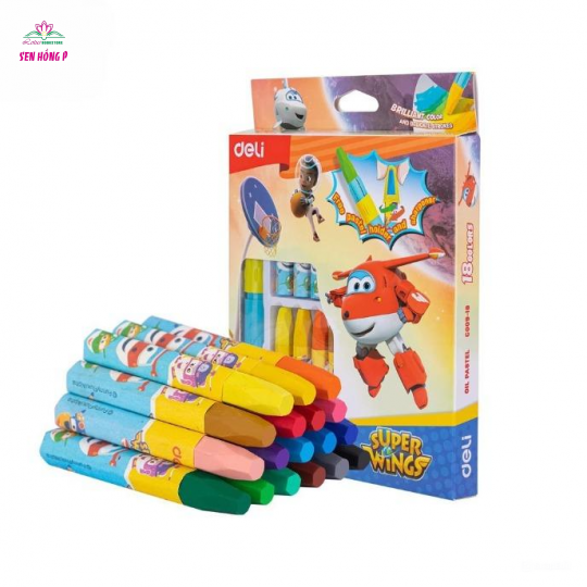 Bút Sáp Dầu Super Wings 18 Màu - Deli C009-18